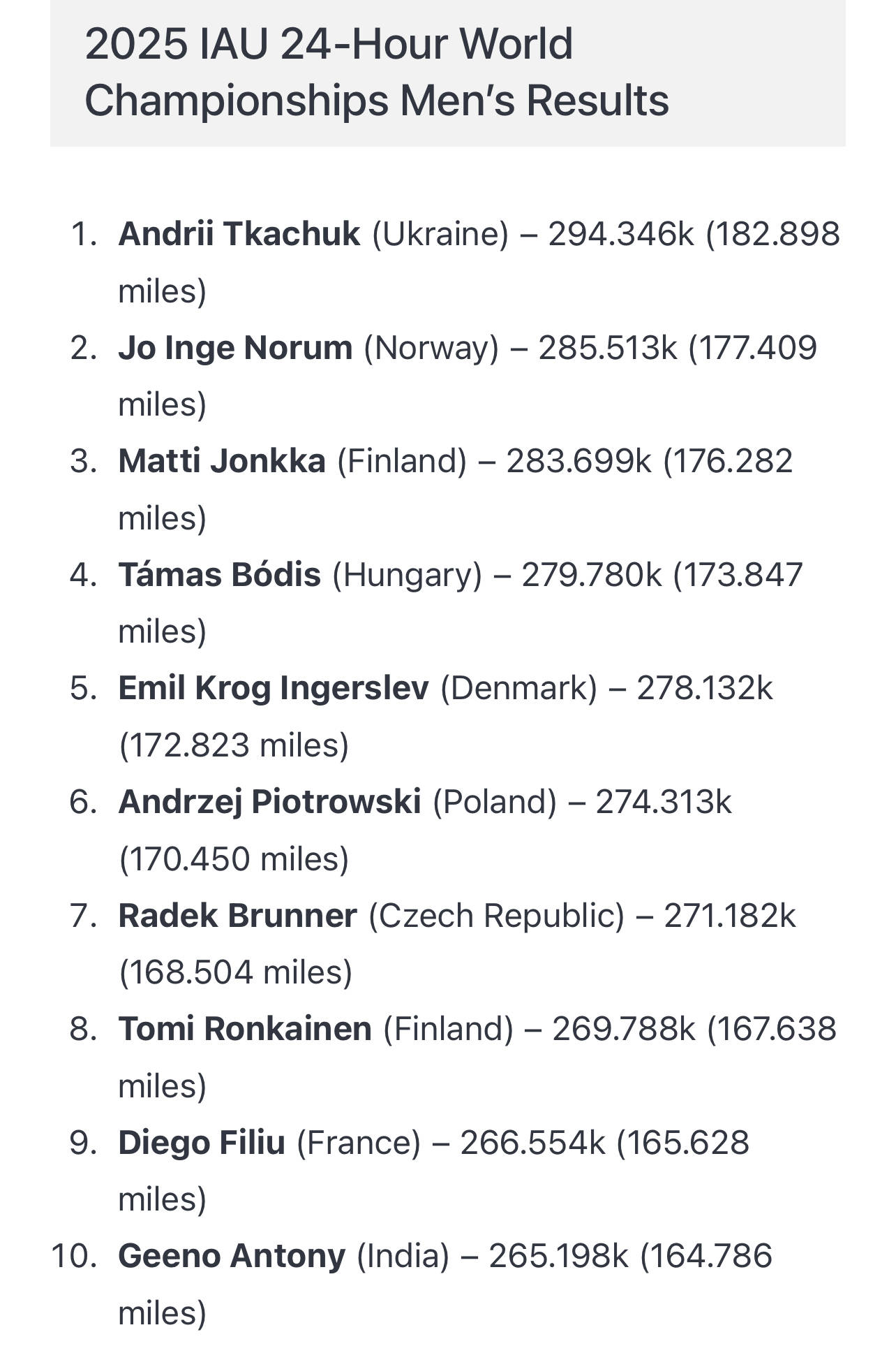 24小时狂奔278.622公里！ 46岁女将打破女子24小时超马世界纪录